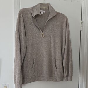 Beige Half-Zip Sweater